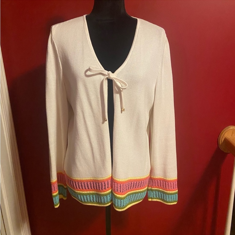 St. John Sport Tie Front Cardigan